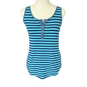 Guess green and blue striped racerback sleeveless stretchy tank top women's XS
